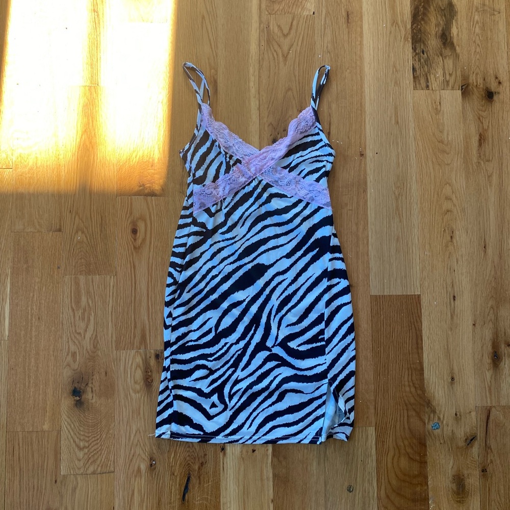 Zebra print slip dress